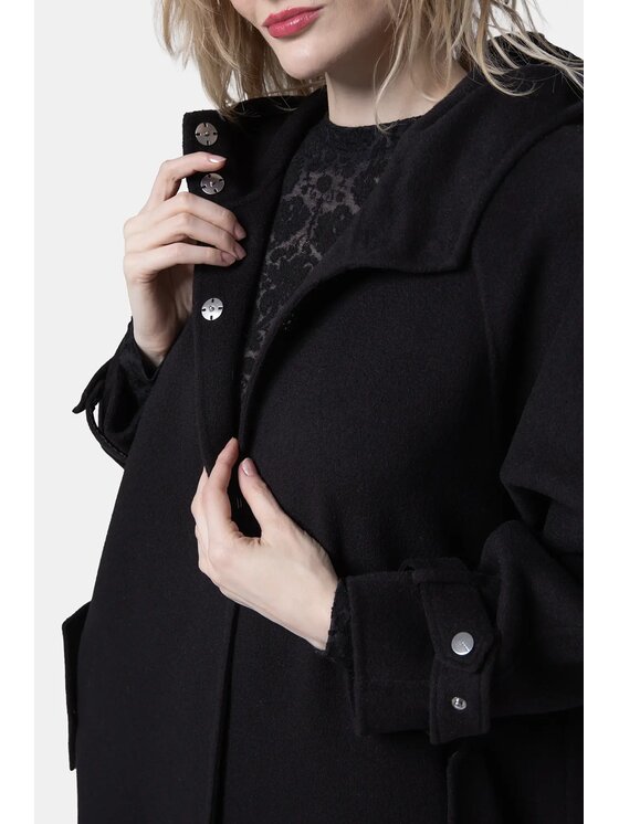 PINKO PINKO Vlněný kabát Cartoccio Cappotto Černá Regular Fit