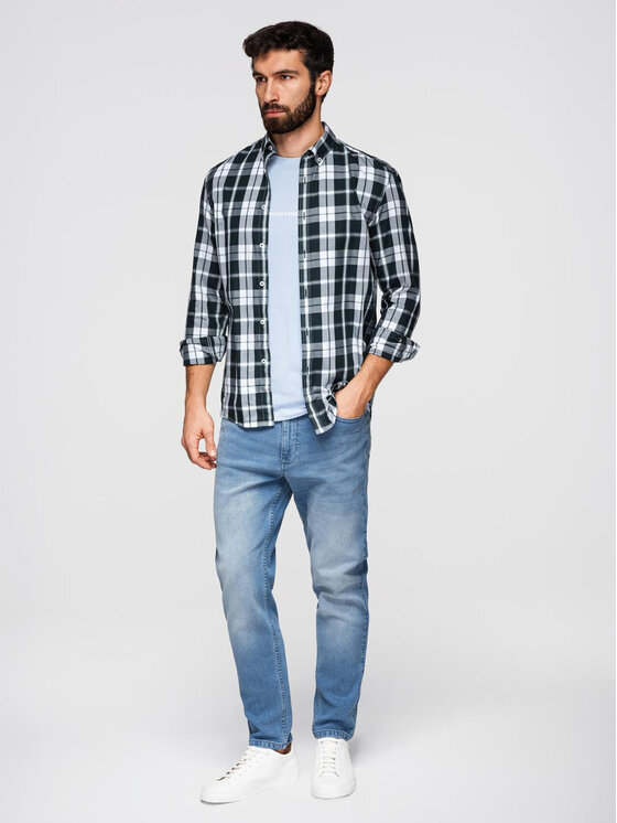 Ombre Ombre Jeansy OM-PADP-0253 Niebieski Regular Fit