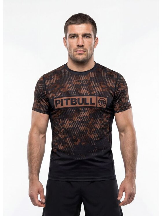 PITBULL PITBULL Koszulka techniczna HEX CAMO HILLTOP Beżowy Regular Fit