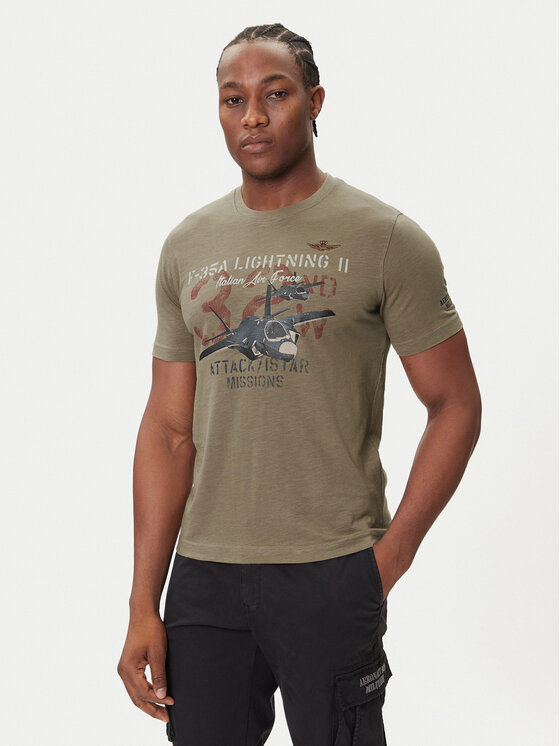 Aeronautica Militare Aeronautica Militare Tricou 252TS2472UJ00708 Kaki Regular Fit