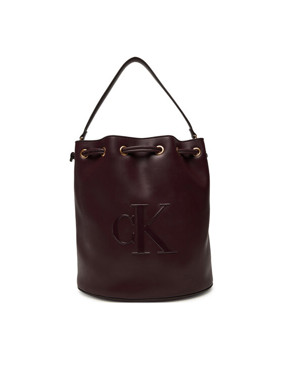 Calvin Klein Torebka Bold Ck Large Bucket Bag LV04F3232G Bordowy