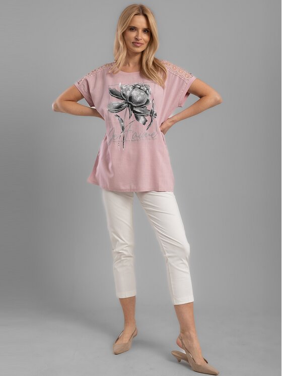 Perso Perso T-Shirt TCE242202F Różowy Regular Fit