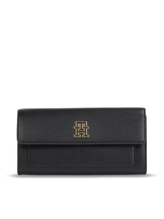 Portfel damski Tommy Hilfiger, Czarny, Th Timeless Large Flap AW0AW15257