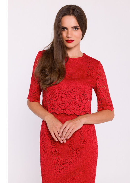 Stylove Stylove Košilové šaty S379 Červená Ladies Fit