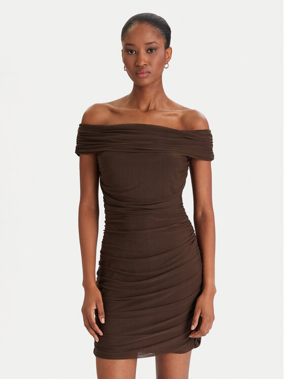 Guess Guess Kokteilinė suknelė W5YK21 KCZC2 Ruda Slim Fit