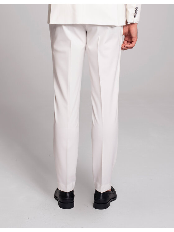 Borgio Borgio Spodnie garniturowe lido_01_biale Biały Slim Fit