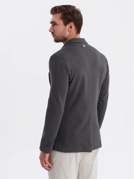 Ombre Ombre Marynarka OM-BLZB-0101 Szary Slim Fit