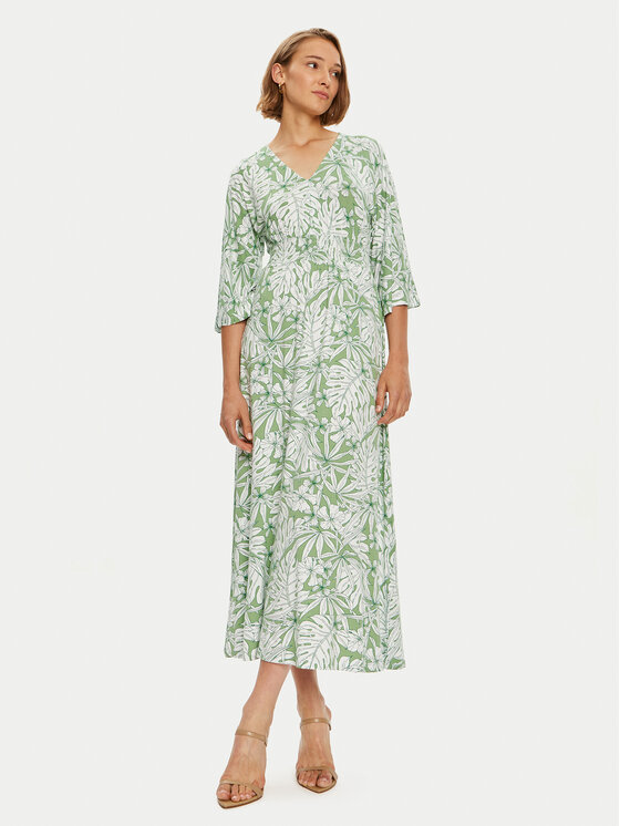 Olsen Olsen Лятна рокля 13001786 Зелен Relaxed Fit