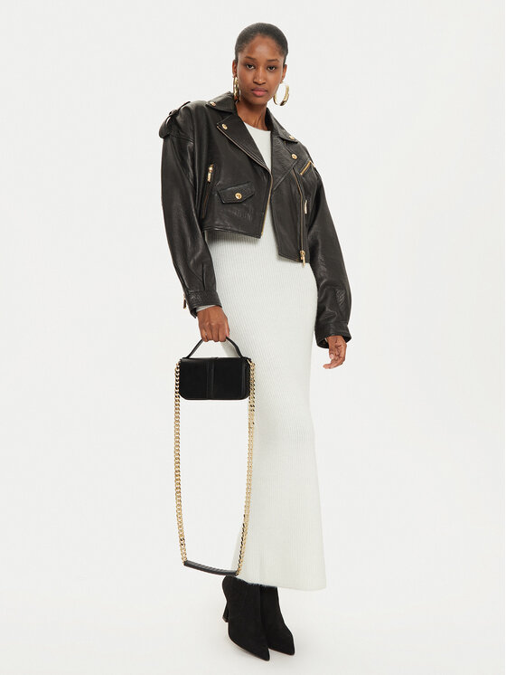Just Cavalli Just Cavalli Μπουφάν δερμάτινο 77PAVP05 Μαύρο Regular Fit