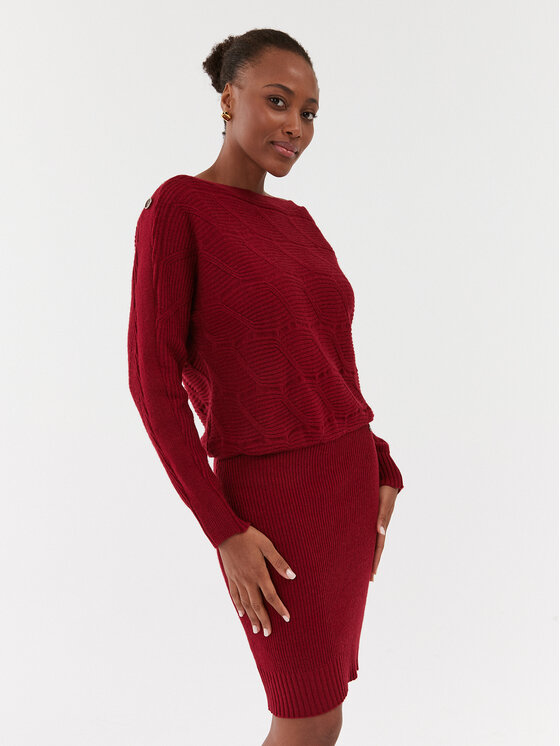 Guess Guess Kootud kleit Elodie W3BK96 Z2WX0 Punane Slim Fit