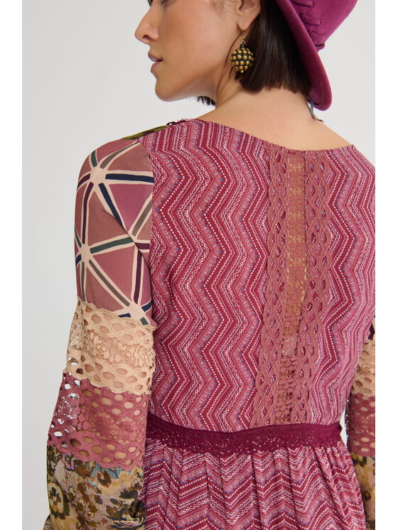 blue shadow blue shadow Sukienka Luxury BS Patchwork Kolorowy Standard Fit