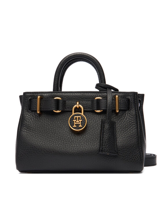 Tommy Hilfiger Tommy Hilfiger Handtasche American Icon Micro Tote Leather AW0AW18167 Schwarz