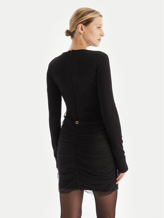 TWINSET TWINSET Koktejlové šaty 252TT3261 Černá Slim Fit