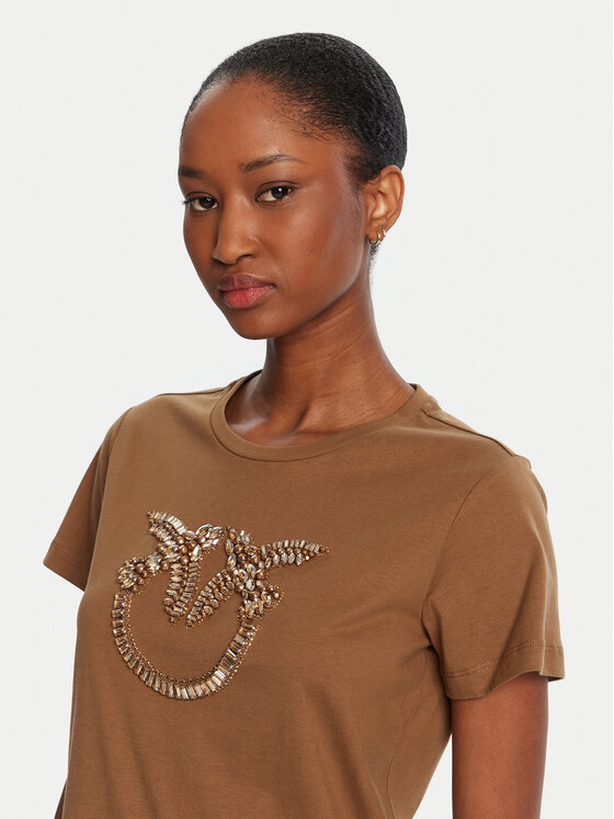 PINKO PINKO Футболка Quentin 100535 A2RN Коричневий Regular Fit