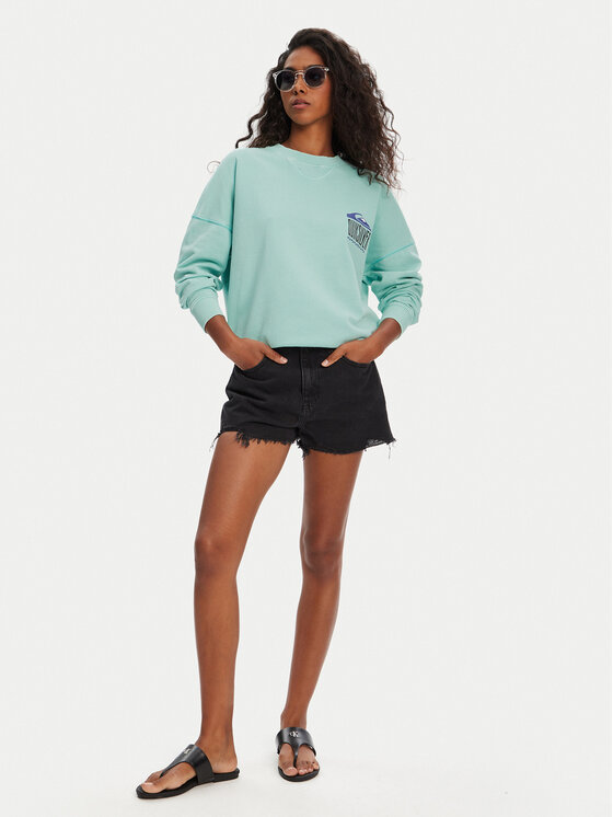 Quiksilver Quiksilver Mikina EQWFT03179 Tyrkysová Oversize
