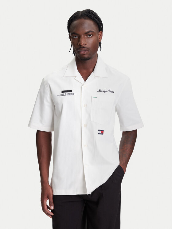 Tommy Hilfiger Tommy Hilfiger Cămașă F1 Movie Mechanics MW0MW41476 Écru Boxy Fit