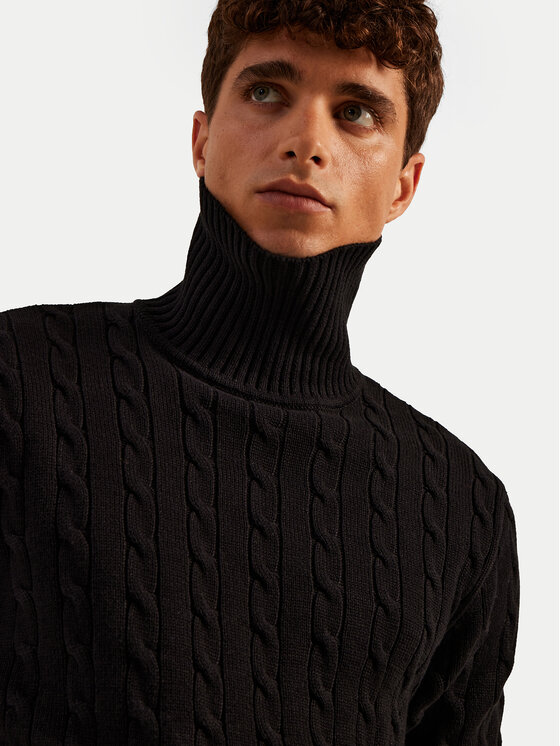Selected Homme Selected Homme Bluză cu gât Ryan 16077218 Negru Regular Fit