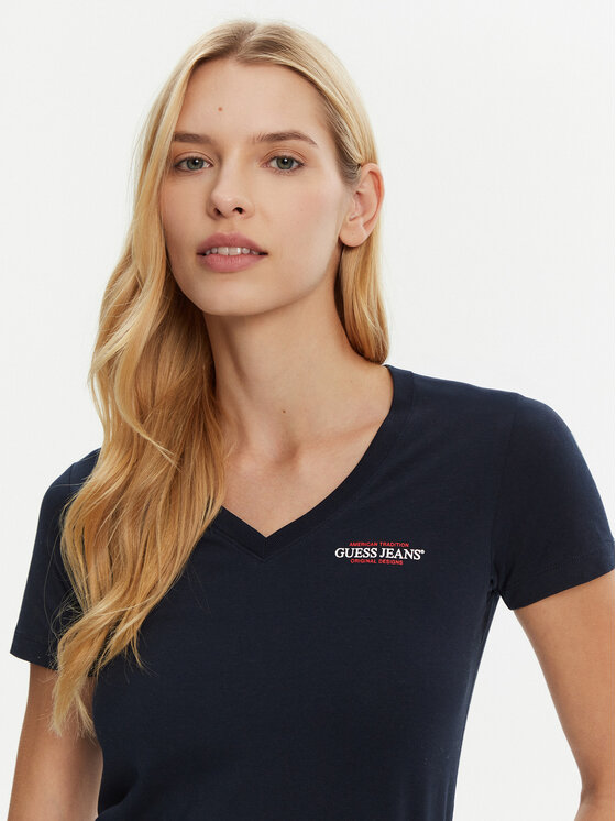 Guess Jeans Guess Jeans T-Shirt W4YI23 J1314 Dunkelblau Slim Fit