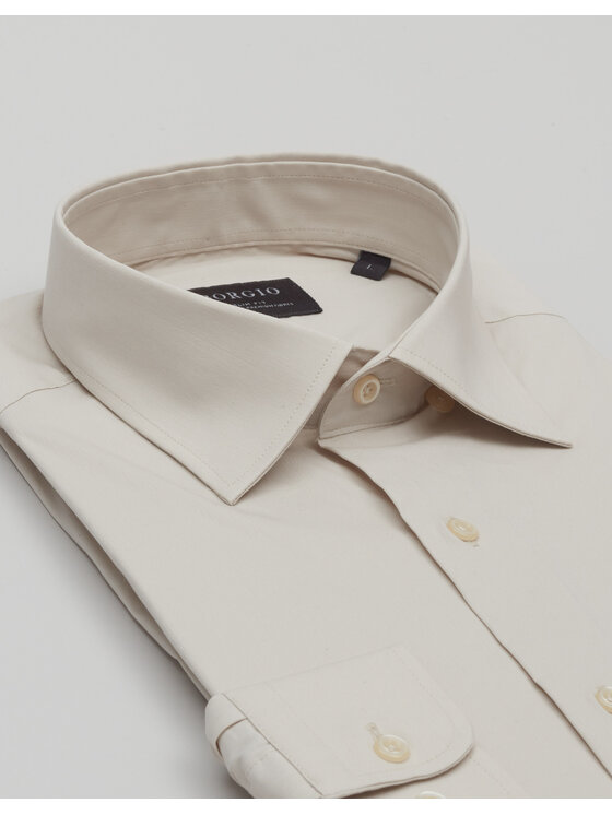 Borgio Borgio Koszula MORTARA_BZ Beżowy Slim Fit