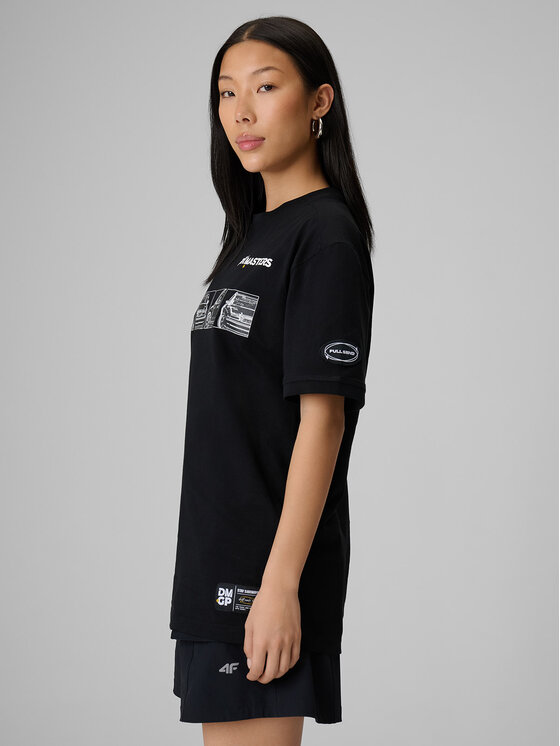 4F 4F T-Shirt MOTOSPORTS 2026 Czarny Loose Fit