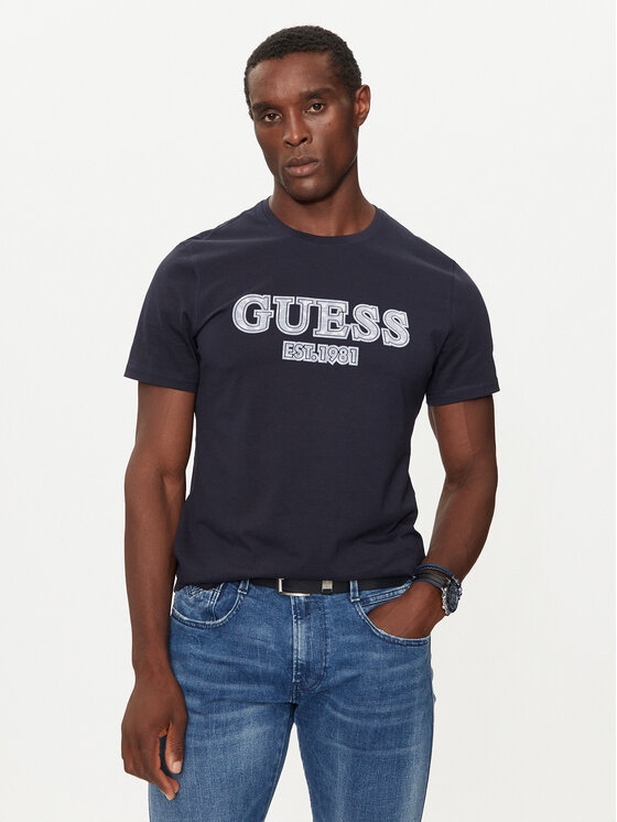 Guess Majica M4BI45 I3Z14 Mornarsko Modra Slim Fit