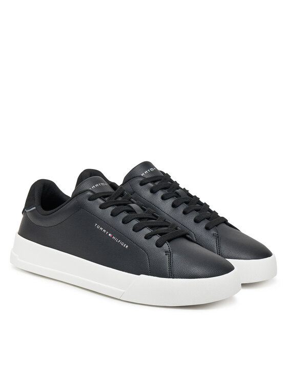 Tommy Hilfiger Tommy Hilfiger Sportcipők Th Court Lth Detail Ess FM0FM05367 Fekete