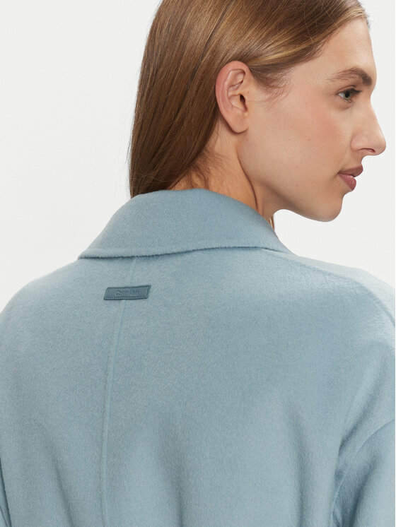 Calvin Klein Calvin Klein Płaszcz wełniany K20K207813 Błękitny Regular Fit