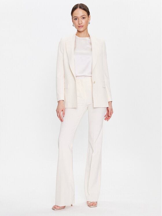 Marella Marella Spodnie materiałowe Morena 2331312231 Écru Straight Fit