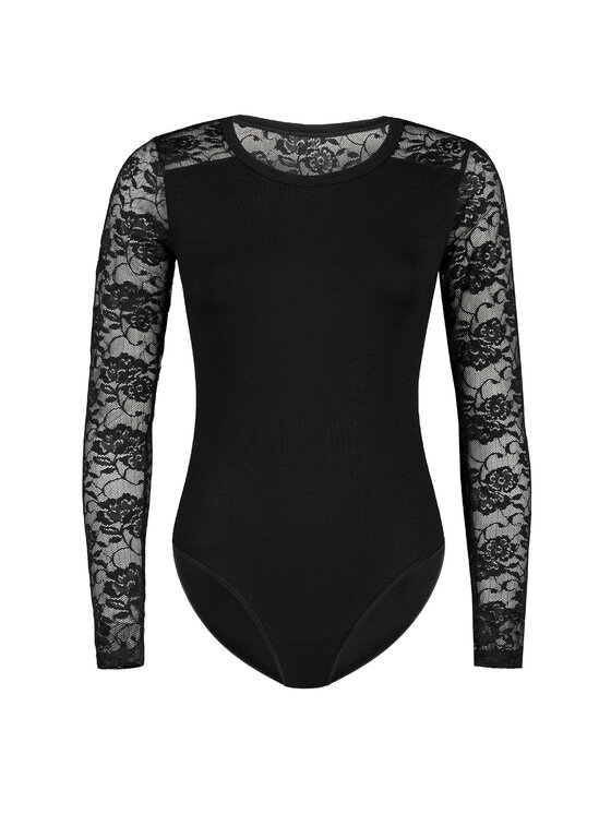 Teyli Teyli Body damskie koronkowe Darotte Czarny Regular Fit
