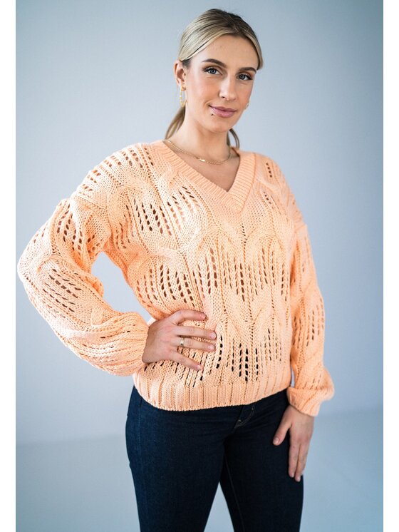 FIGL FIGL Sweter M910 Pomarańczowy Oversize