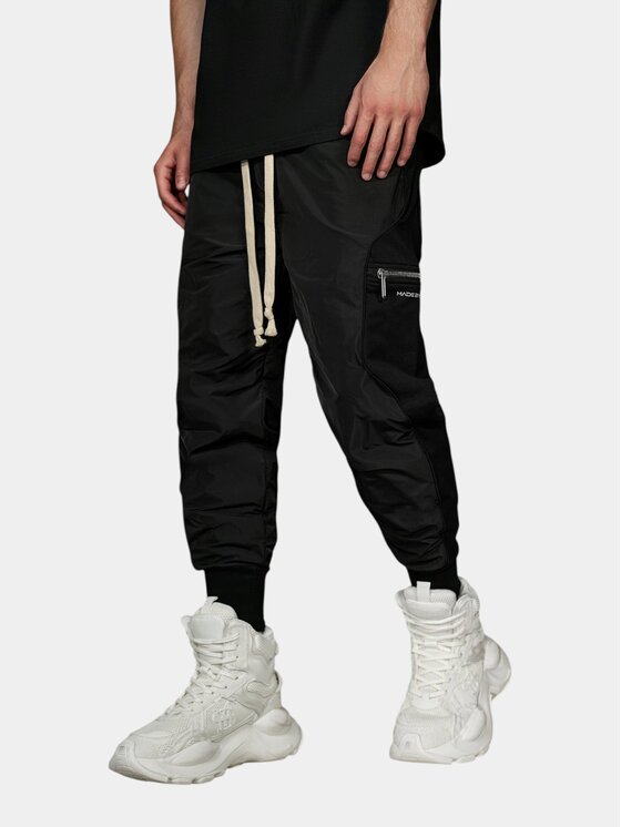 MADE BY SOCIETY MADE BY SOCIETY Spodnie materiałowe Pantaloni cargo - P16809 Czarny Basic Fit