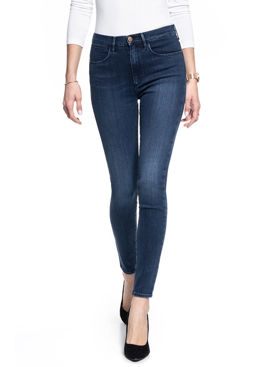 Wrangler Wrangler Jeansy HIGH SKINNY Niebieski Skinny Fit