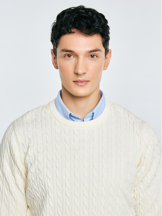 BIG STAR BIG STAR Sweter NISER Biały Basic Fit