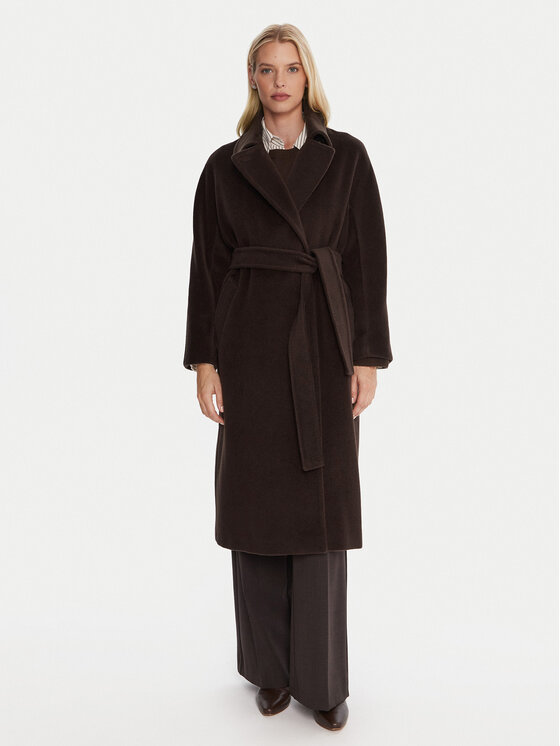 Marella Płaszcz wełniany English 2523016142 Brązowy Regular Fit