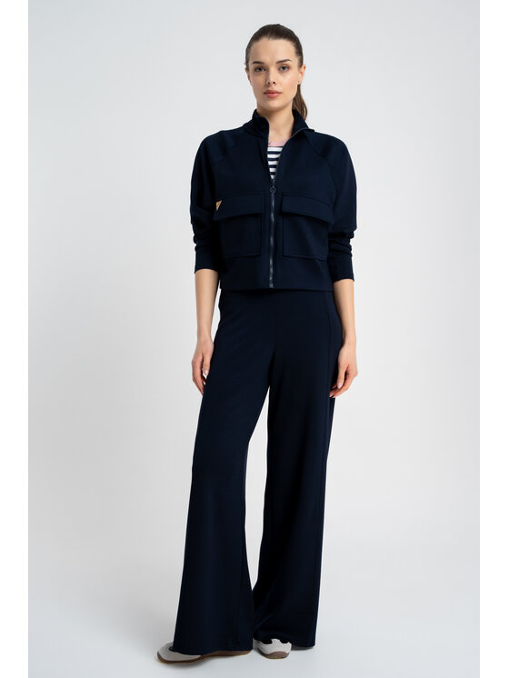 CLICK CLICK Kalhoty z materiálu 30-332 Tmavomodrá Relaxed Fit