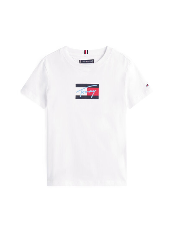 Tommy Hilfiger Tommy Hilfiger Тишърт Script Flag KB0KB09725 Бял Regular Fit