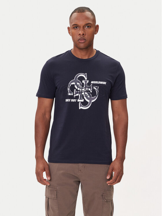 Guess T-Shirt M5BI72 I3Z14 Niebieski Slim Fit