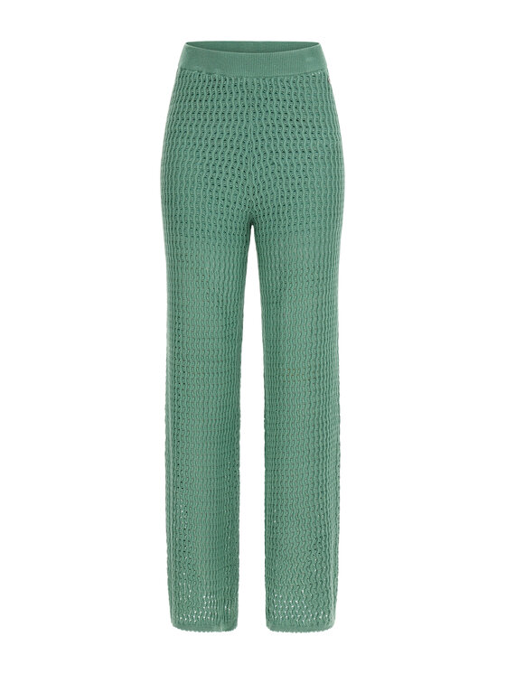 Guess Guess Kalhoty z materiálu Yasmina W3GB01 Z2WK0 Zelená Relaxed Fit