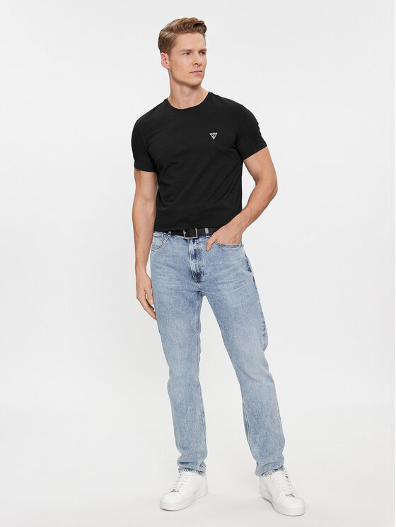 Guess Guess Tricou Caleb U97M00 KCD31 Negru Slim Fit