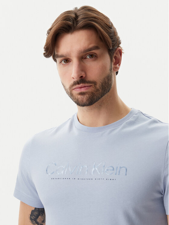 Calvin Klein Calvin Klein T-shirt Satin Bonded Logo K10K114162 Svijetloplava Regular Fit
