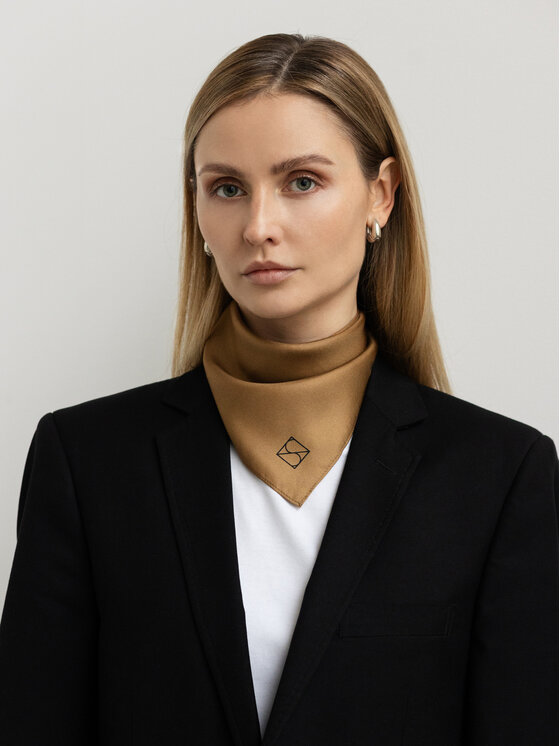 Apaszka Sine Silk, Brązowe, jedwabna 53 BRĄZ