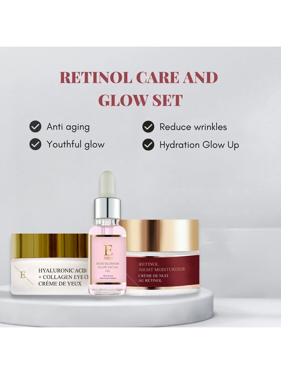 Erthskin London Erthskin London Retinol Krem+Pro Age Krem + Rozświetlający olejek do twarzy z kwiatu róży Zestaw do pielęgnacji
