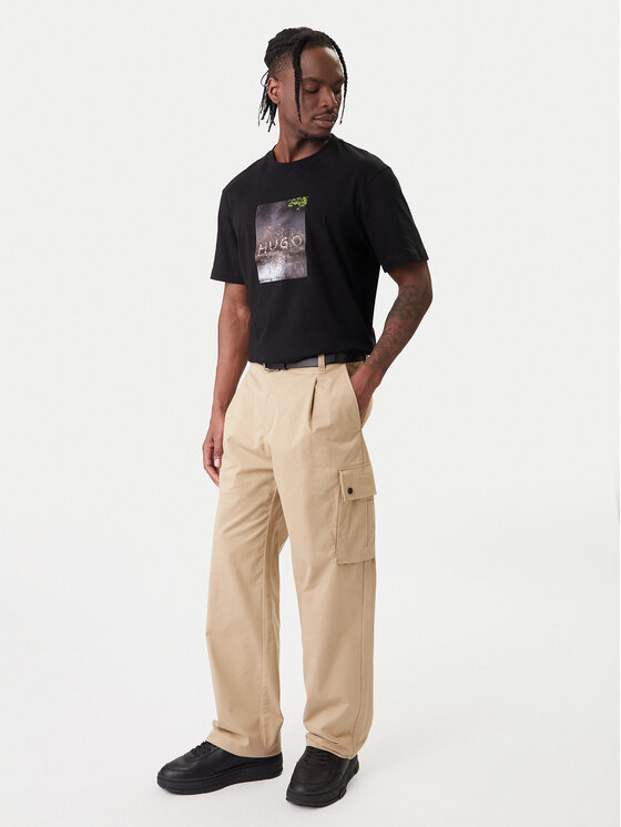 HUGO HUGO Bavlnené nohavice Craysen 50553180 Béžová Straight Fit