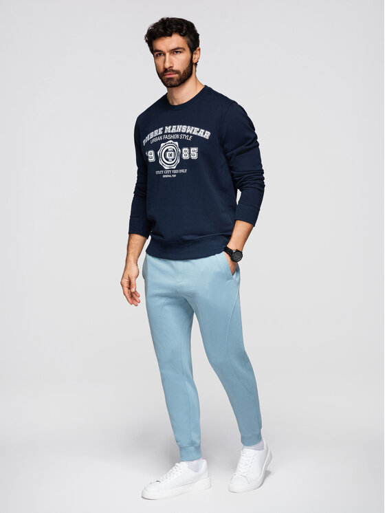 Ombre Ombre Spodnie dresowe OM-PABS-0305 Niebieski Regular Fit