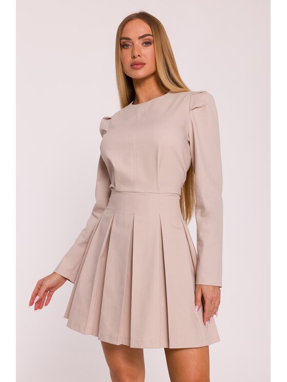 Made of Emotion Made of Emotion Sukienka koktajlowa M884 Beżowy Modern Fit