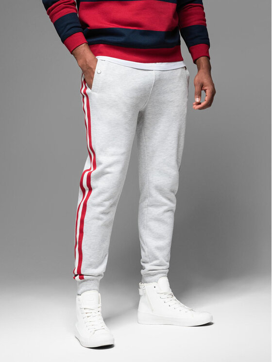 Ombre Ombre Spodnie dresowe OM-PASK-0258 Szary Regular Fit