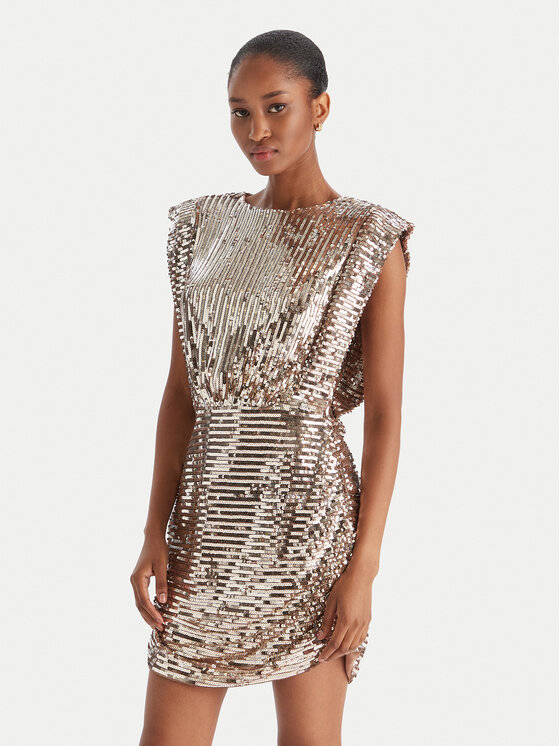 BOSS BOSS Коктейлна рокля C_Dillana 50548317 Златист Slim Fit