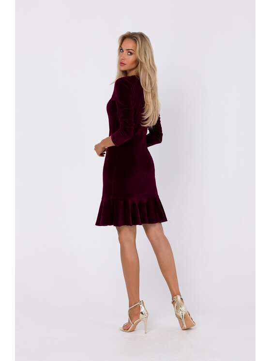 Made of Emotion Made of Emotion Koktejlové šaty M765 Bordová Modern Fit