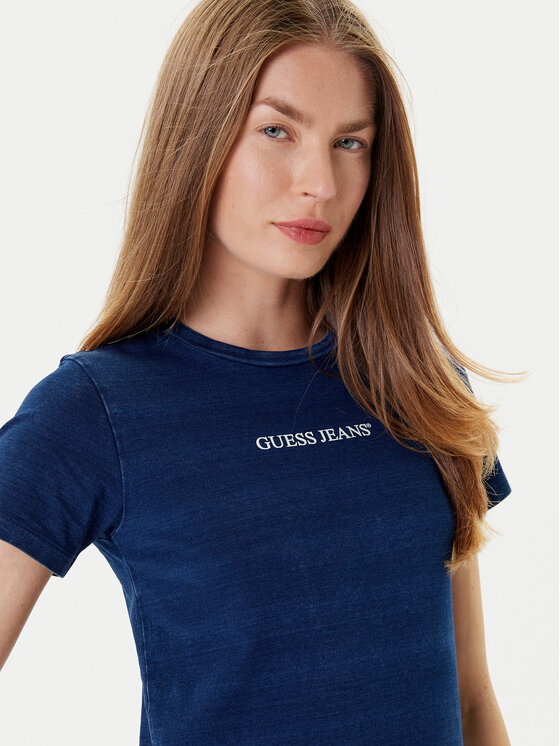 Guess Jeans Guess Jeans Majica W5GI41 KCTL1 Mornarsko modra Slim Fit