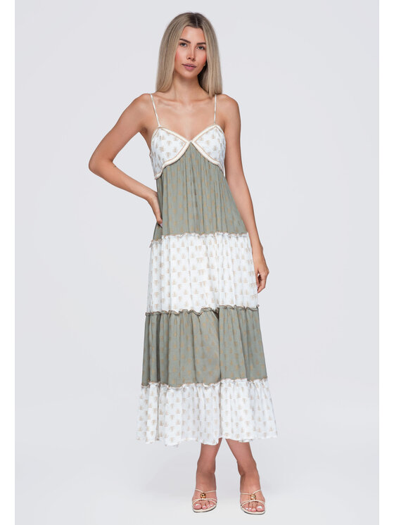 Ombre Ombre Sukienka codzienna OW-DLR-E0007 Zielony Loose Fit